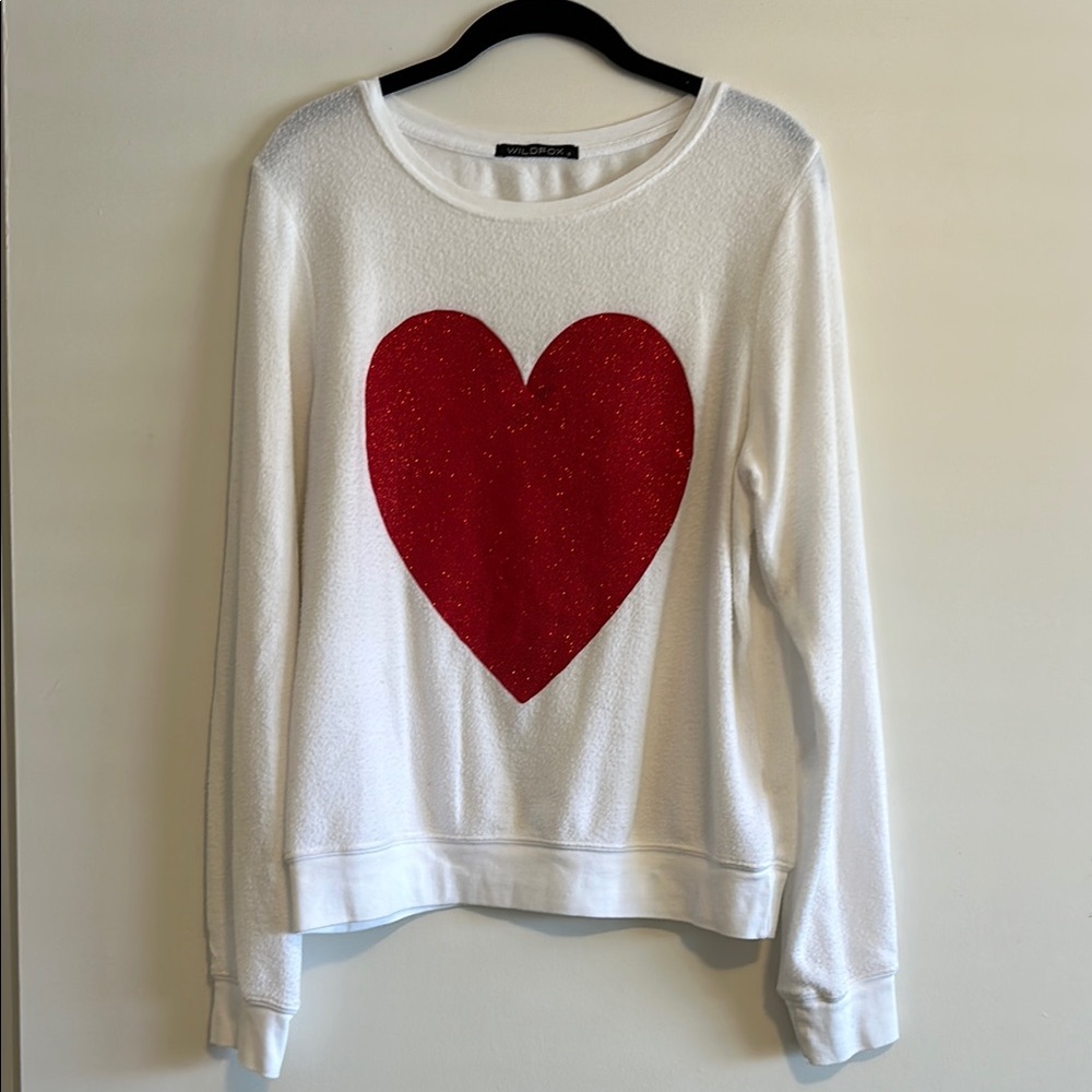 Wildfox White Sweater with Red Heart